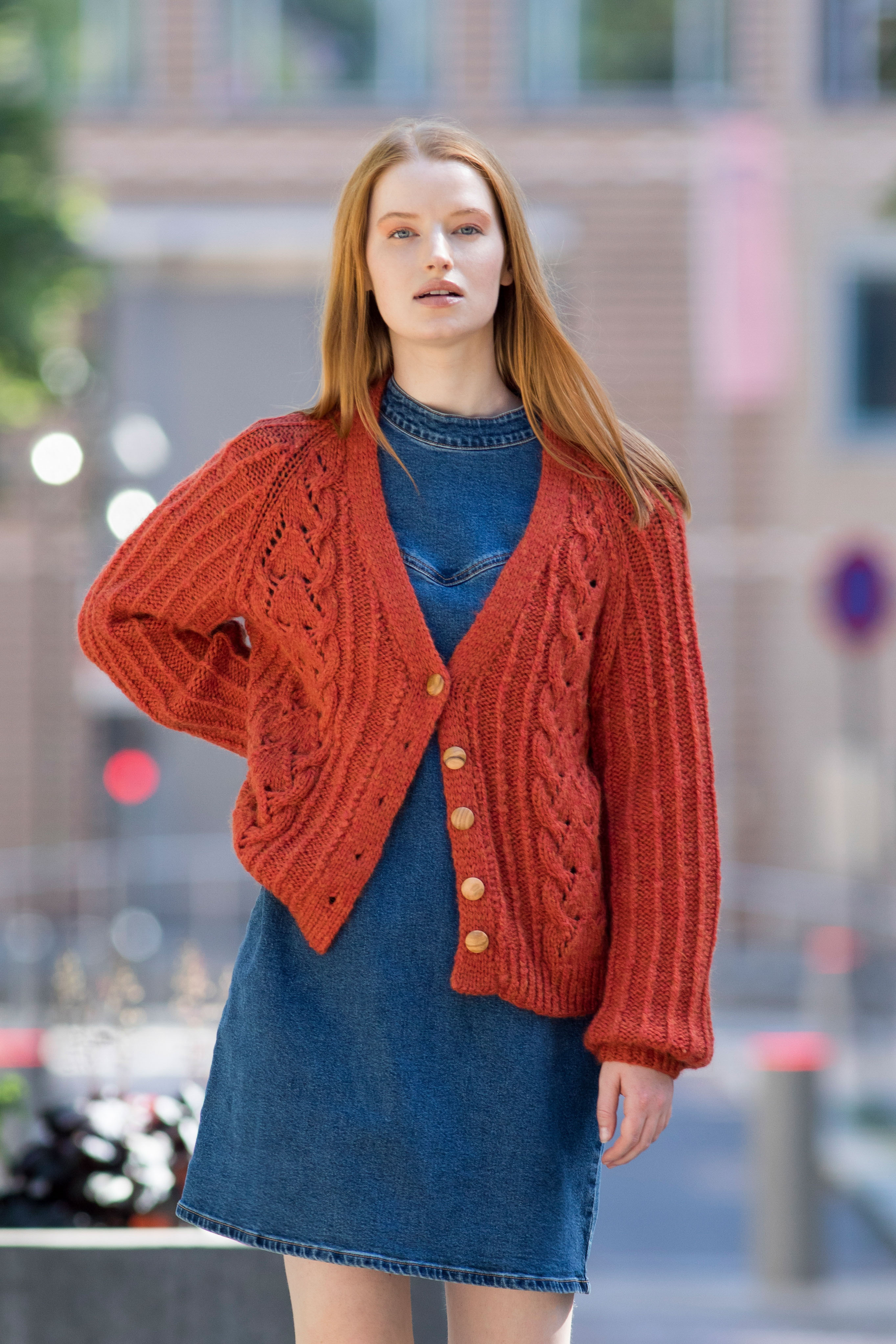 255 419 01 DG Eline Cardigan Jakke Rød Terracotta