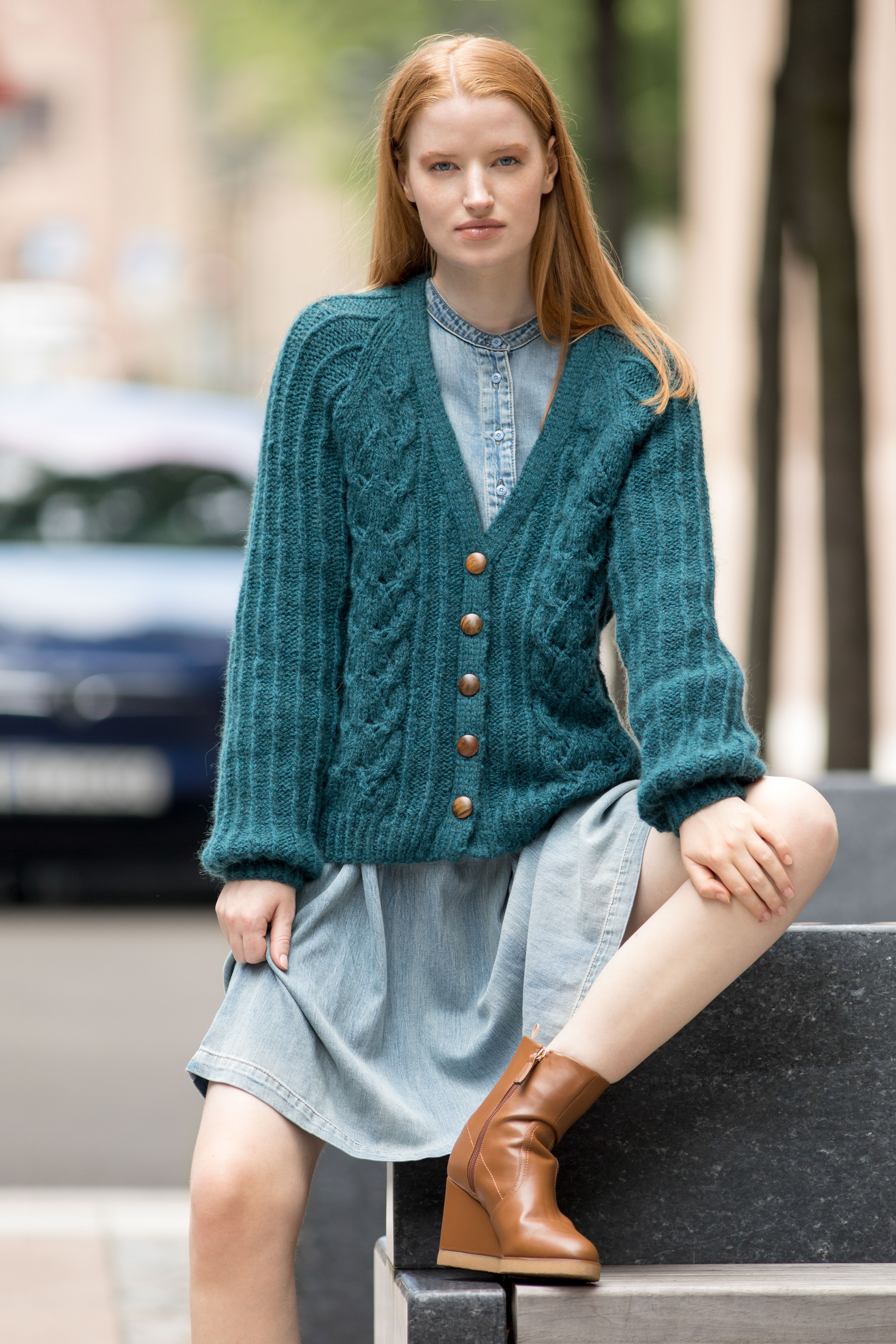 255 419 02 DG Eline Cardigan Jakke Petrol