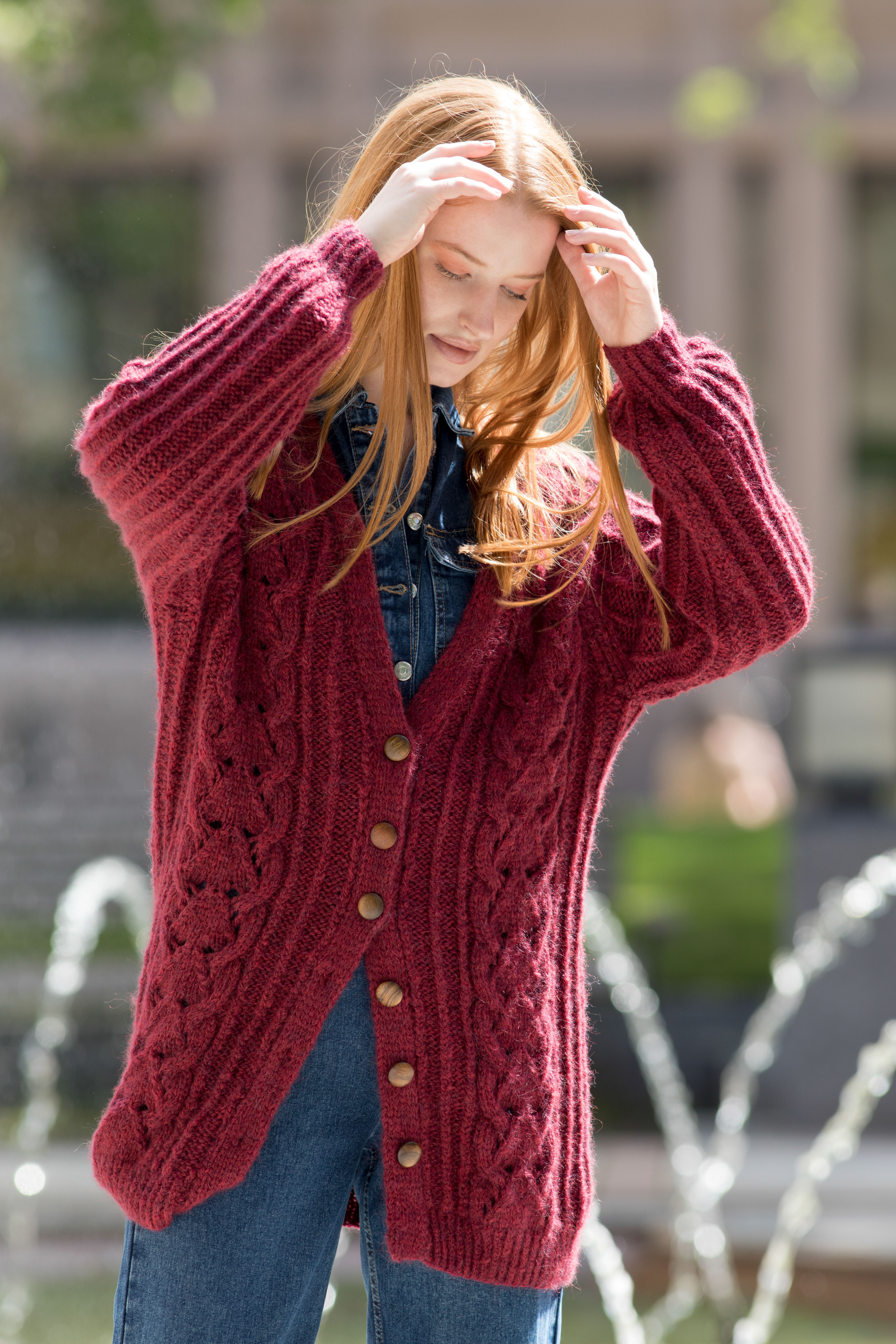 255 419 09 DG Eline Cardigan Jakke Vinrød